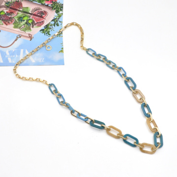 2021 stylish gold plated box stainless steel chain jewelry acrylic link gold necklace women